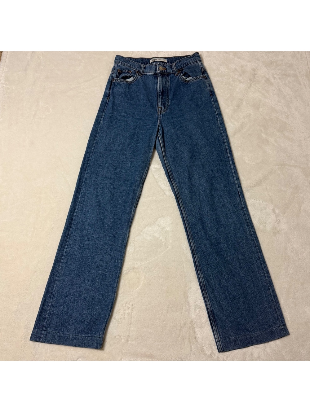 Zara The 90’s Full Length Jeans Women’s 4 Blue High Rise Straight Leg Denim